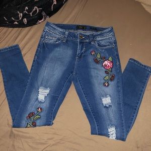 Ripped Jeans W/ Roses